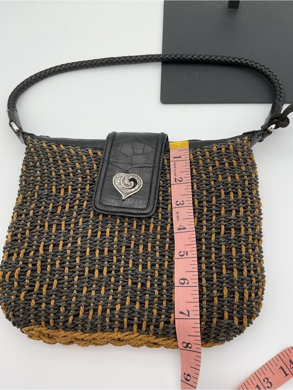 Brighton Black & Brown Woven Shoulder Bag with Heart Clasp - Picture 6 of 6